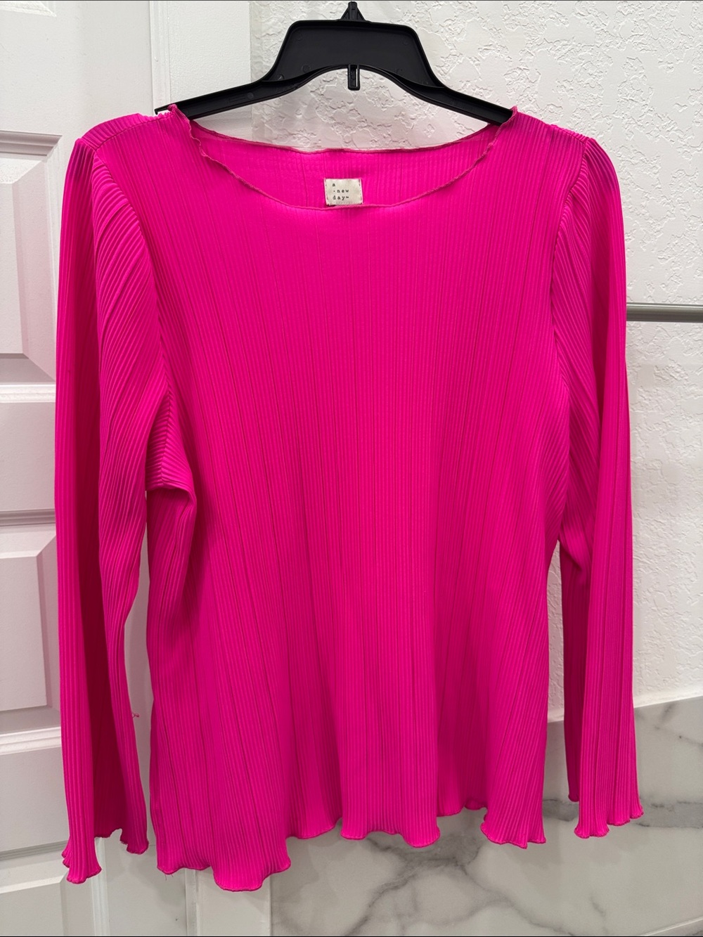 a new day Hot Pink Pleated Long-Sleeve Top-like new!